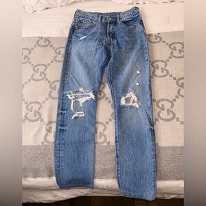 Levi’s 501 Blue Distressed Jeans, 27